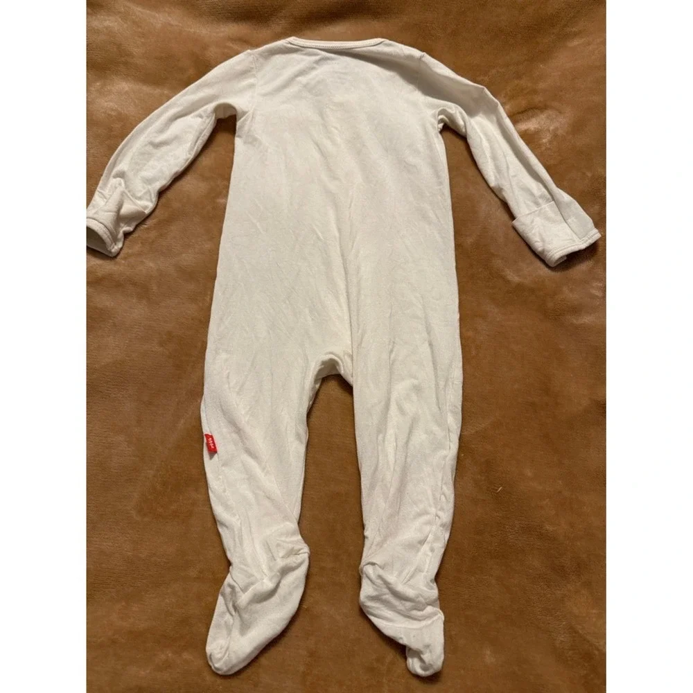 Magnetic Me Cream White Modal Magnetic Footie Sleeper 3-6 Months Baby Pajamas